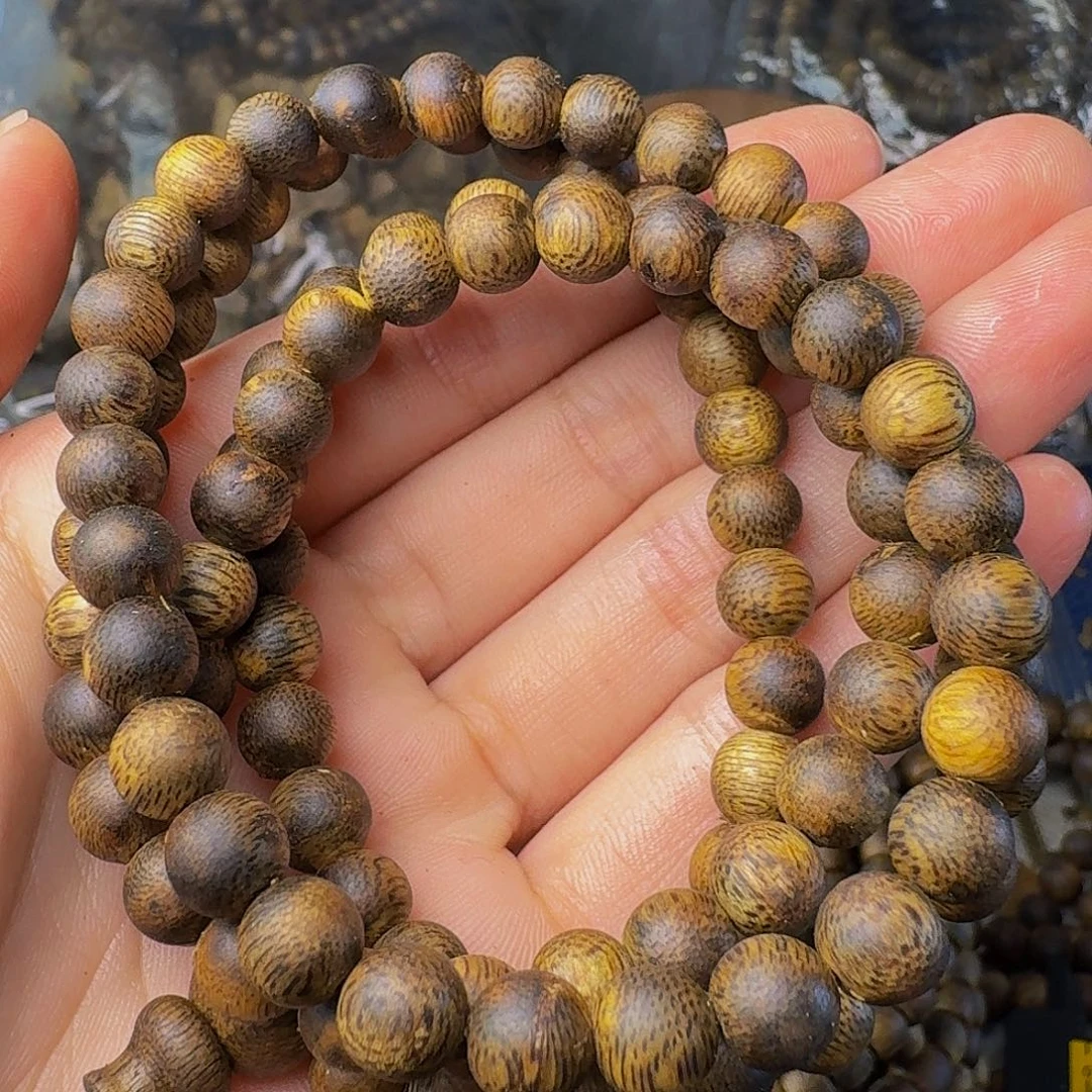 沉香手串红*老白棋卡七圆珠