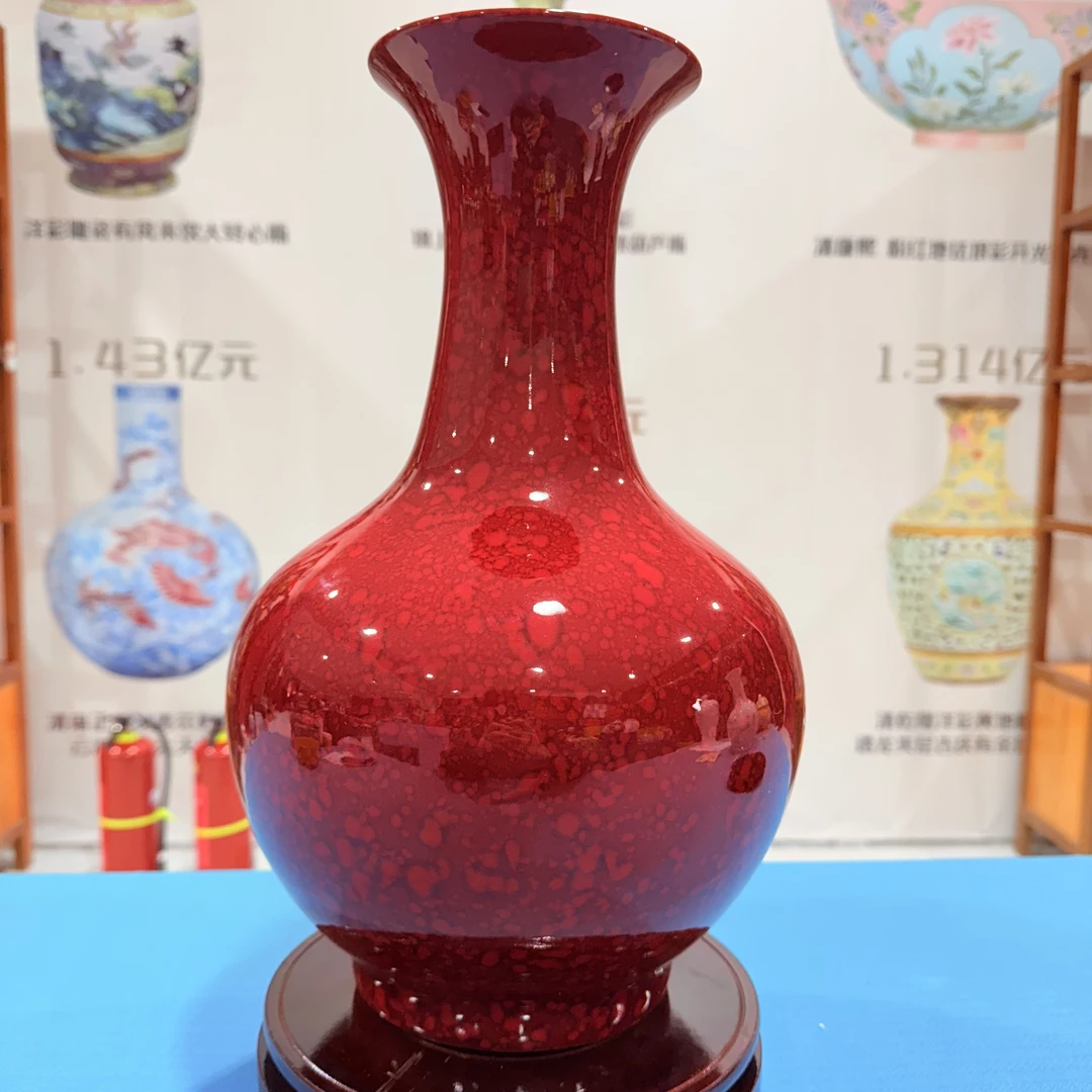 【王家陶瓷】XD-中国红釉赏瓶