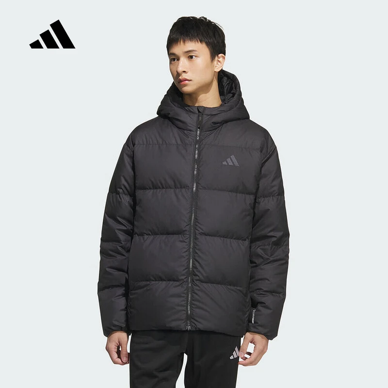阿迪达斯连帽羽绒服男新款宽松运动服保暖户外夹克KC2478
