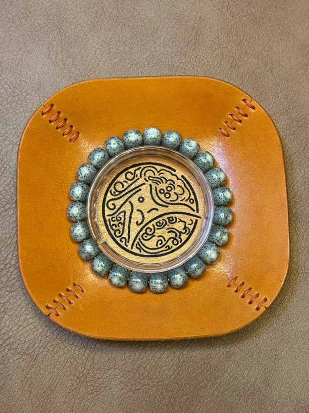 水北星月菩提手串 10*9 石玉料 黑冰侧留白