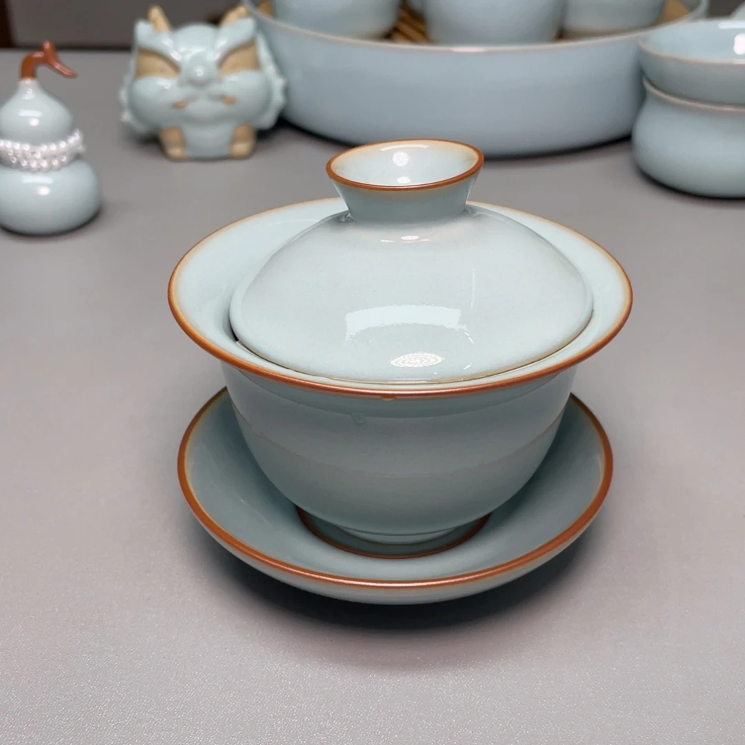 一***人瓷天青色张君老师瑕三才元宝