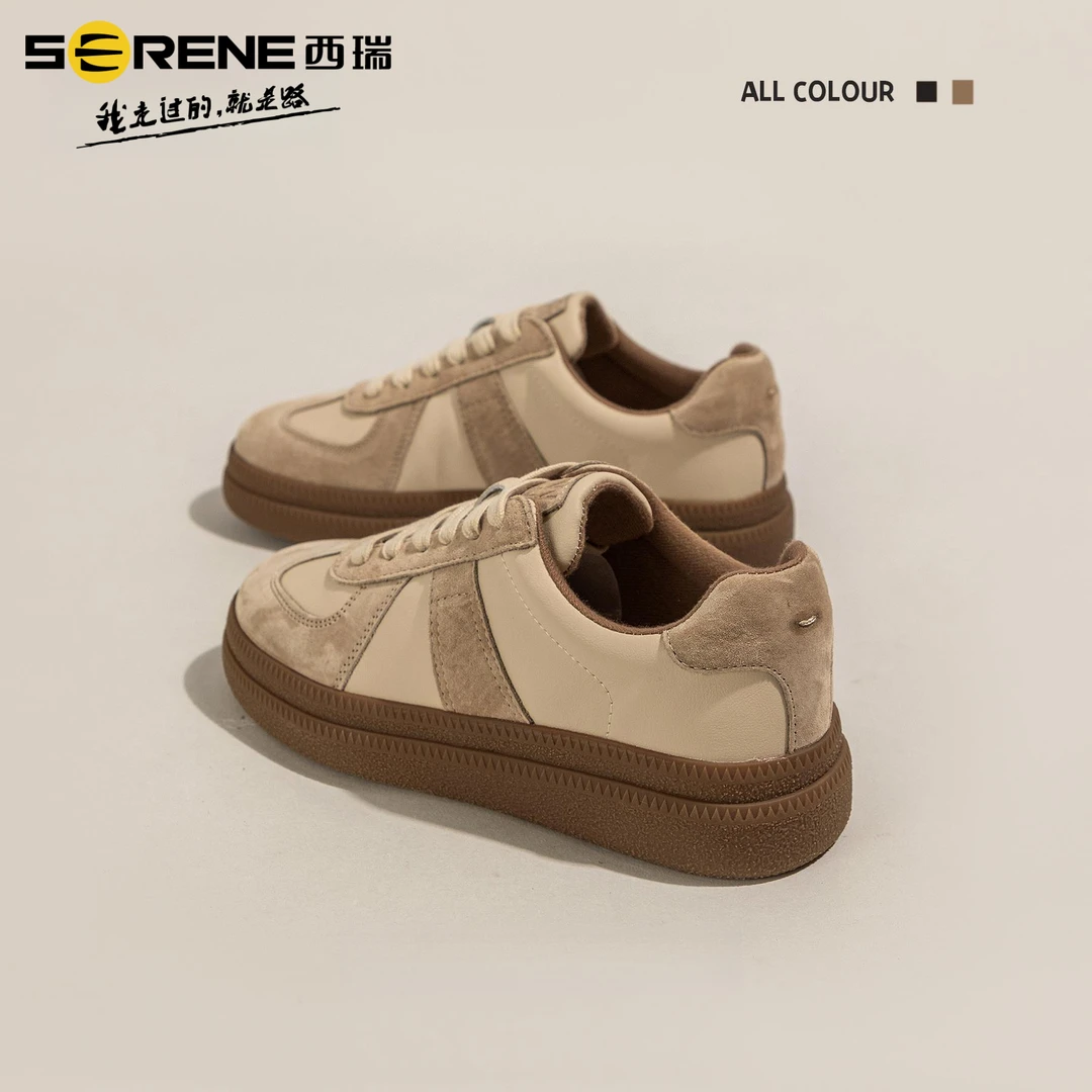 西瑞女鞋平底德训鞋女新款复古百搭休闲鞋轻便舒适小白鞋