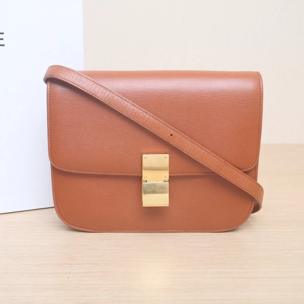 95新 Celine/思琳 小花Jerry活动Classic Box 中号 焦糖色包