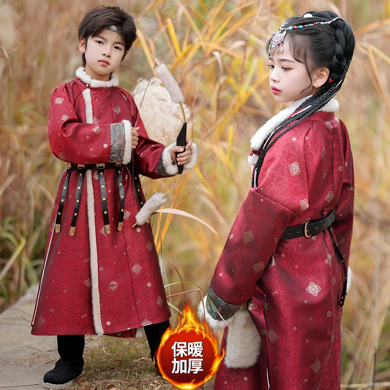 2024新款加绒加厚民族风服男女同款西域藏服拜年服中国风保暖冬季