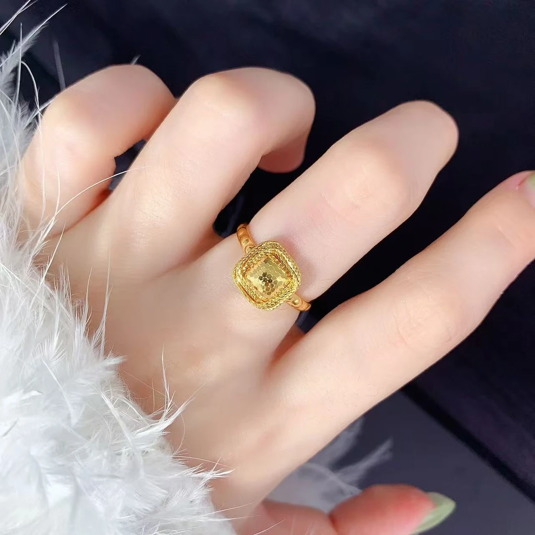 【伟新源】足金999 5G工艺 鱼鳞方糖活口戒4.11克