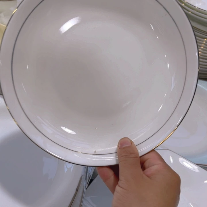 瓷片金镶玉八寸深盘四个微瑕