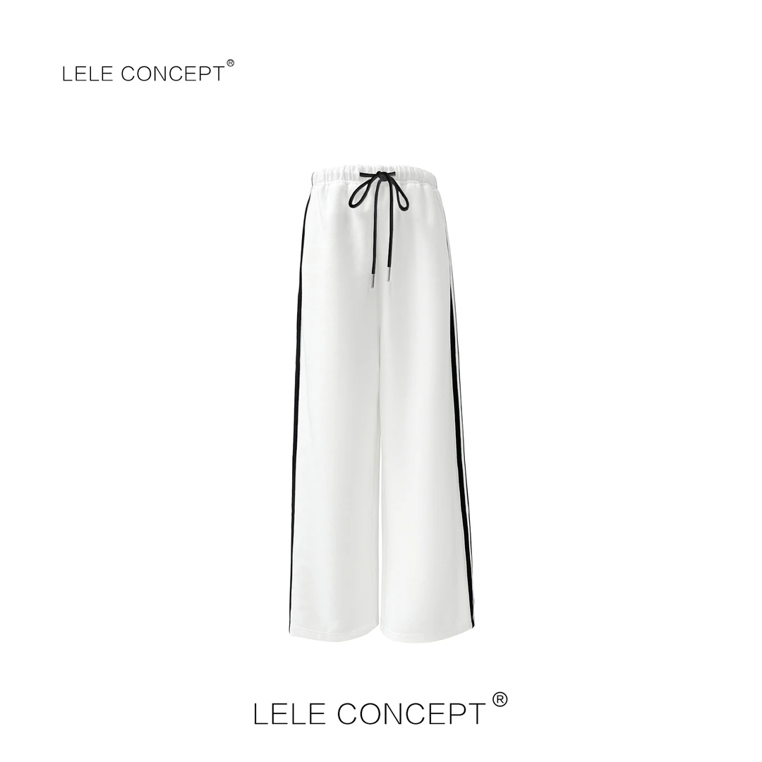 LELE CONCEPT丨都市休闲风洋气百搭款侧条阔腿卫裤K0373