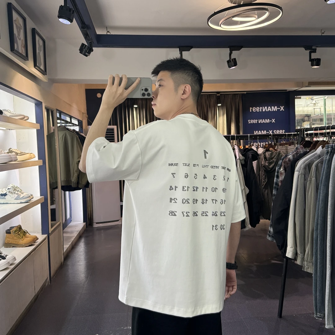 谢生严选【进口烫钻潮牌T恤】夏季欧美高街痞帅字母潮男个性短袖T恤