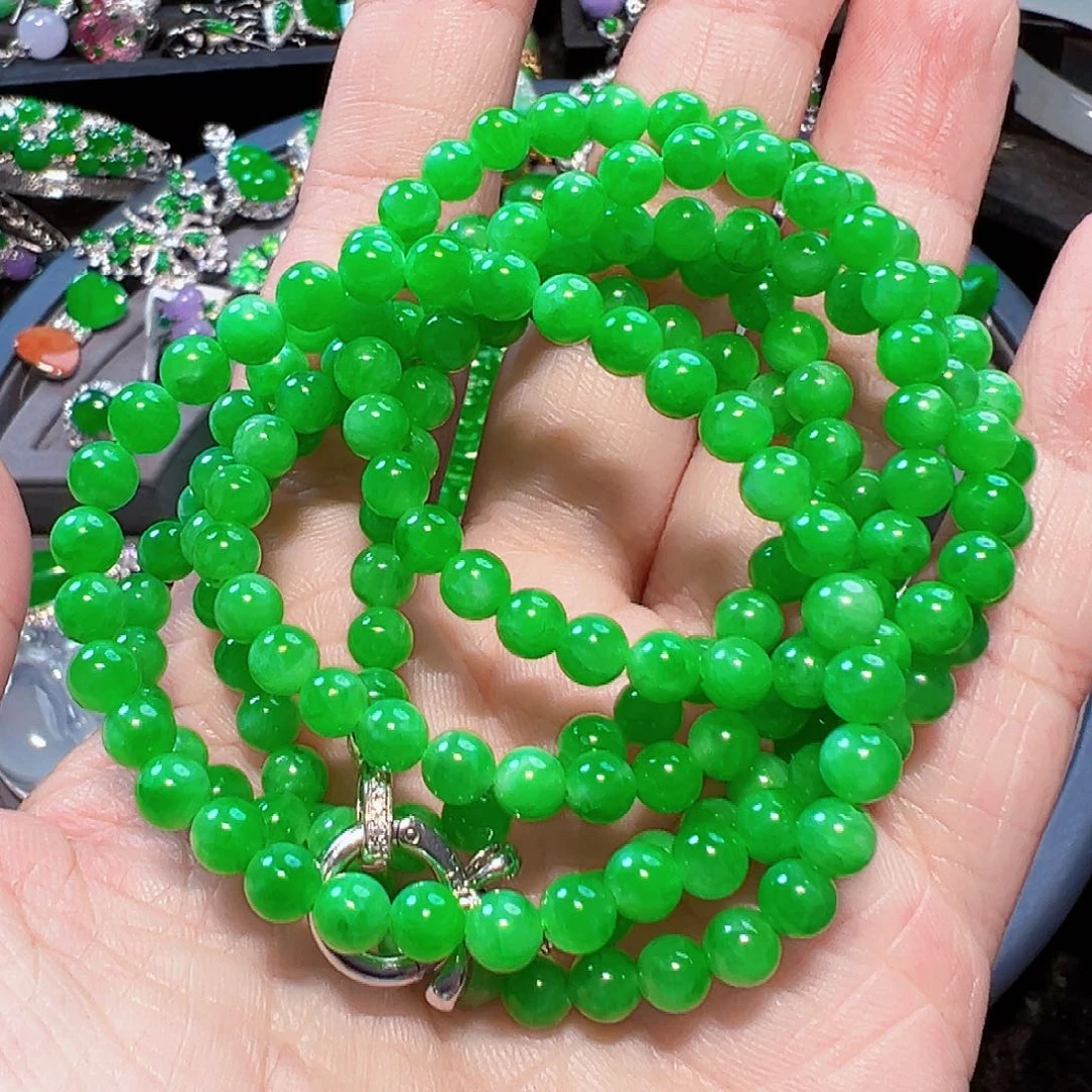 翡翠颈饰18K金镶嵌签收后24小时鉴赏期