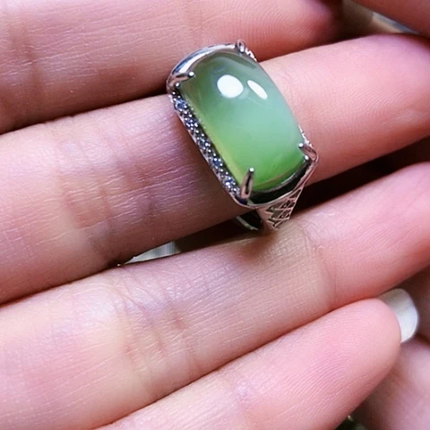 和田玉银S925镶嵌戒指