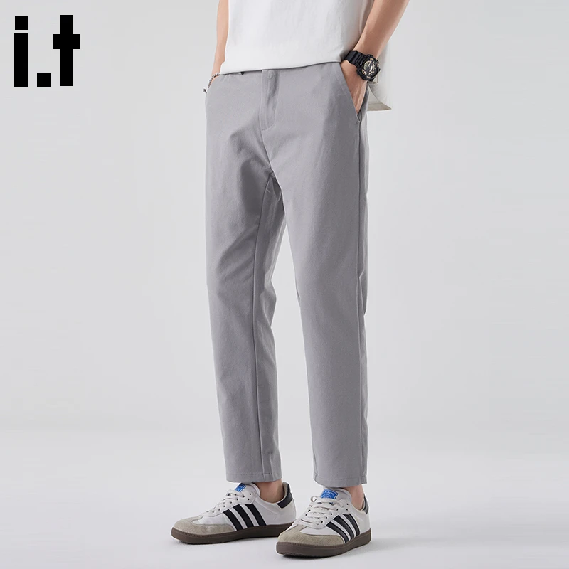 it:CHOCOOLATE男士九分裤2025秋季新款垂感薄款宽松直筒休闲裤子