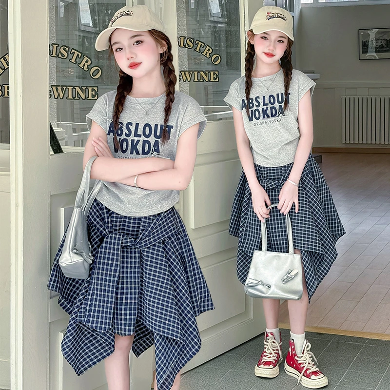 女童韩版夏装套装新款韩系女孩6-12岁洋气短袖女童洋气套装夏季
