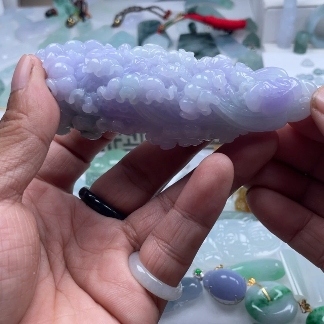 翡翠未镶嵌颈饰翡翠冰紫白菜