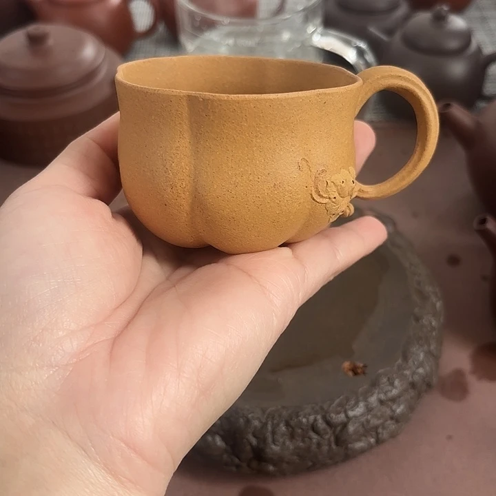 紫砂茶杯把杯半手工制作…………