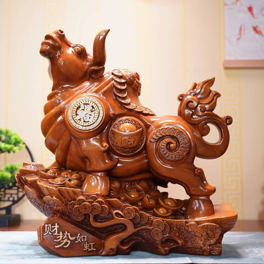 （米运如虹）FM牛摆件客厅玄关办公室工艺品装饰摆件（长30*髙31CM）