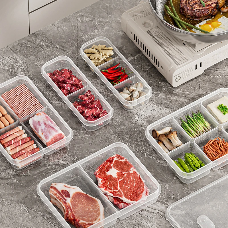塑料保鲜食物分格收纳盒肉类食材冷冻盒姜葱蒜盒分装储藏备菜盒子