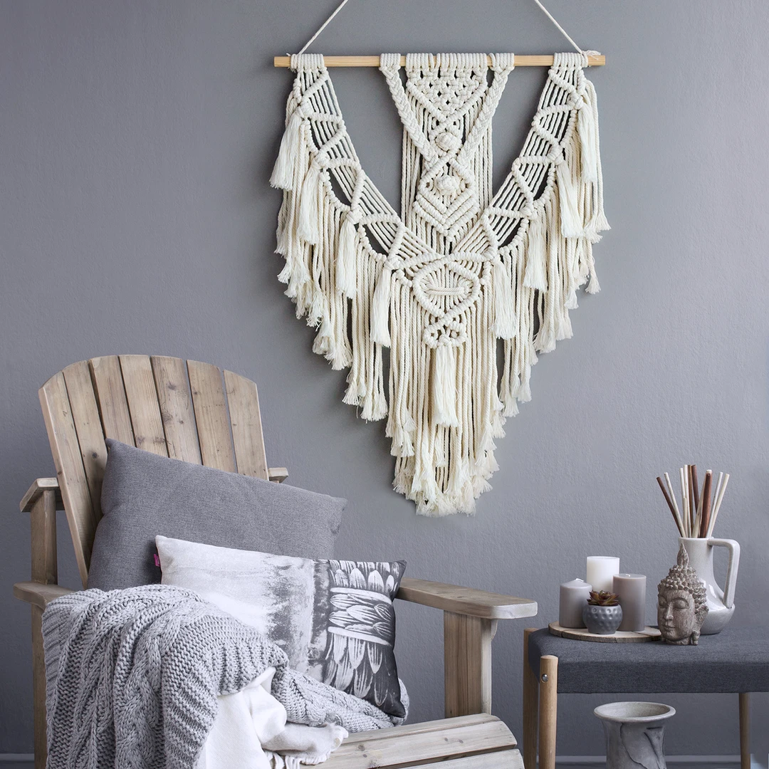 手工编织挂毯北欧风民宿客厅卧室墙壁装饰婚礼摄影背景搭配成品