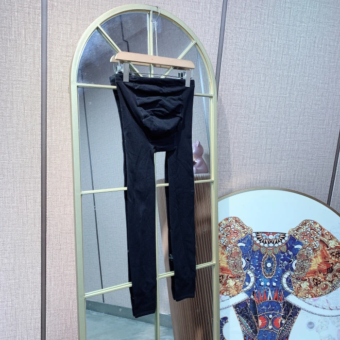 TR127孕妇黑色磨毛踩脚袜裤90-150