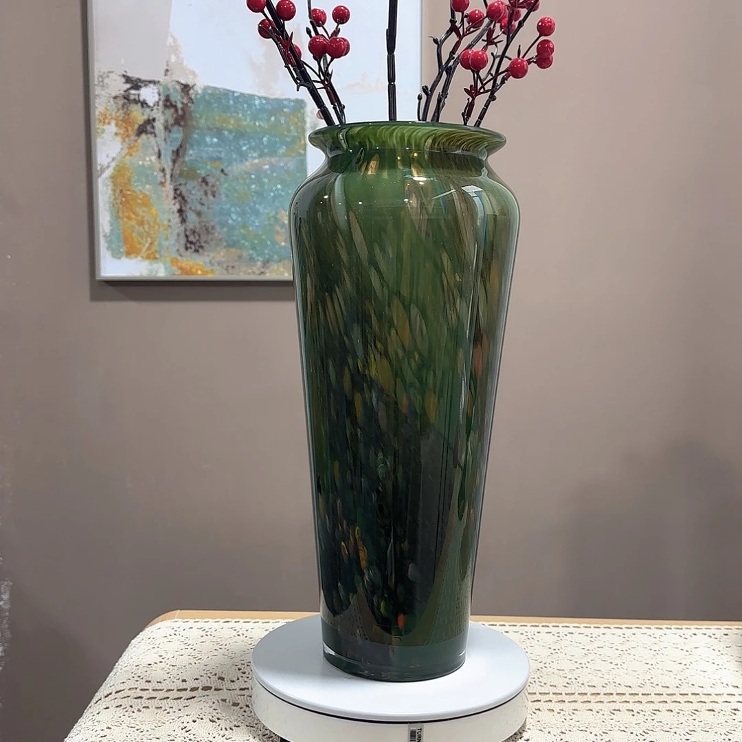 琉璃绿色手工琉璃花瓶