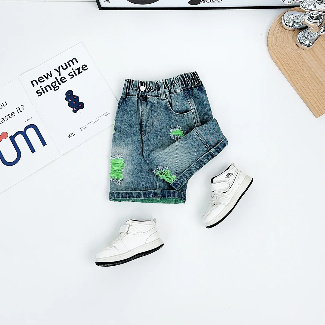 儿童五分裤子夏装薄款男童宽松牛仔裤夏季 BQ25570Y 悠悠童话童装