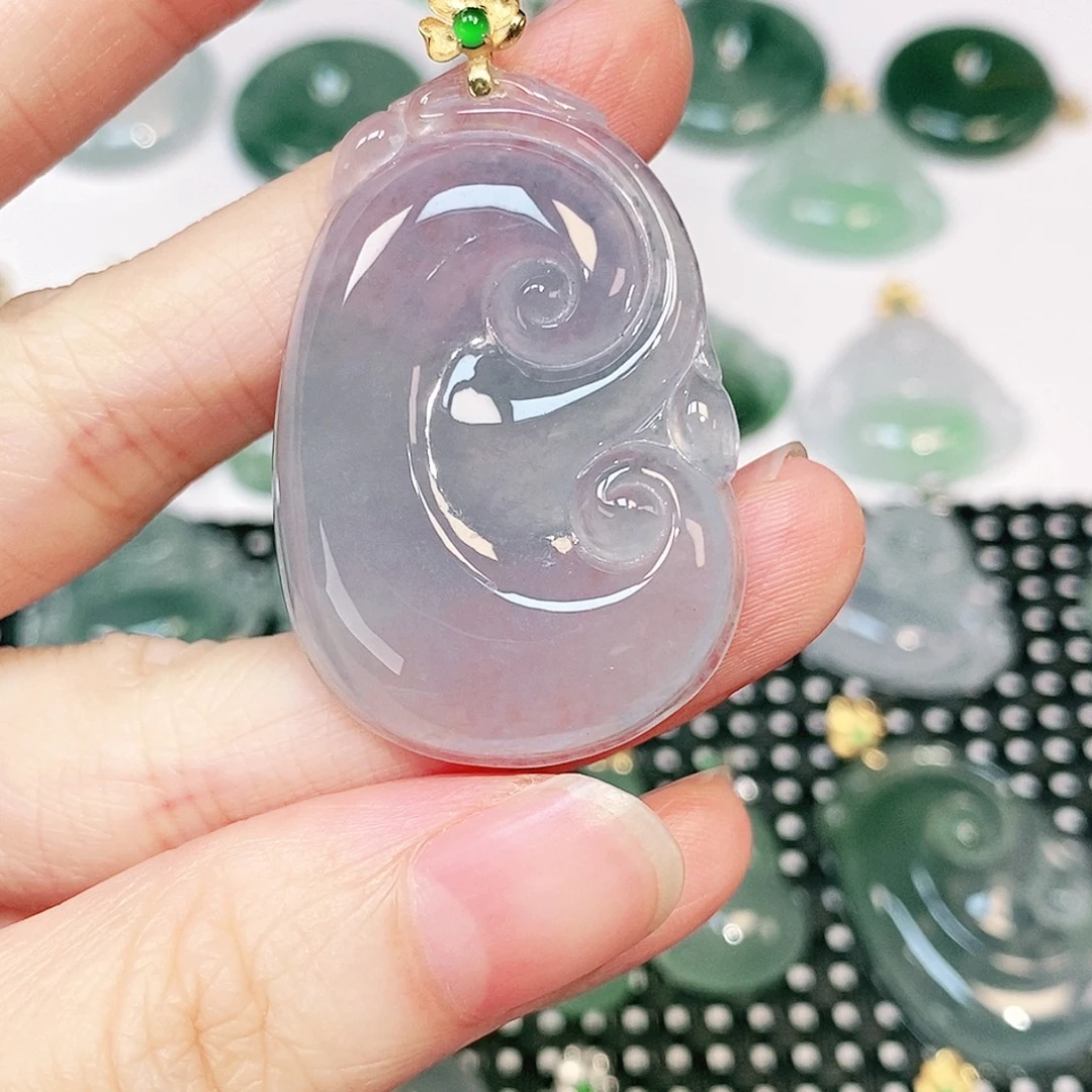 吊坠(不含链)18K金镶嵌翡翠