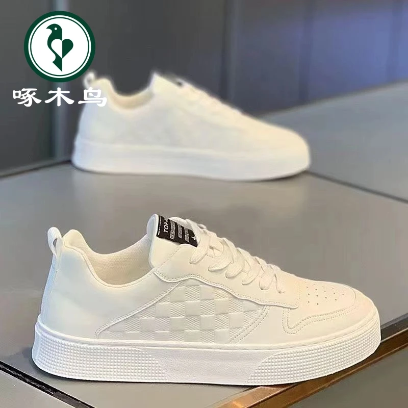 【正品】啄木鸟小白鞋男鞋新款百搭增高透气休闲工作板鞋网红男款鞋