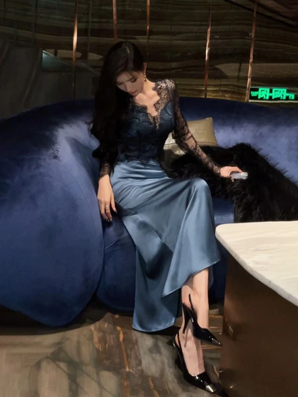 法式气质性感蕾丝镂空上衣高腰修身显瘦包臀裙套装生日礼服