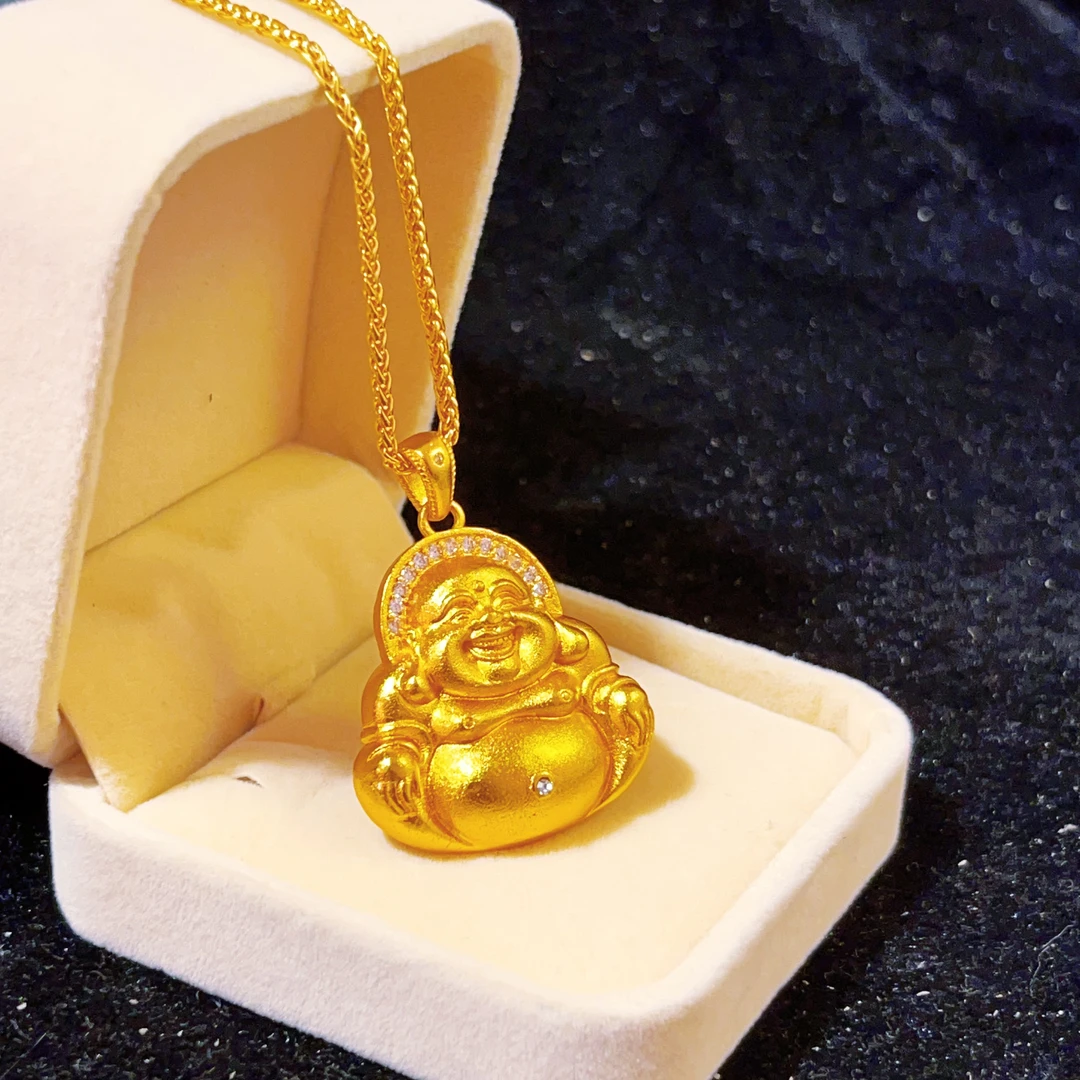 铜合金项链  新中式弥勒笑佛吊坠大肚佛挂坠项链0005气质轻奢