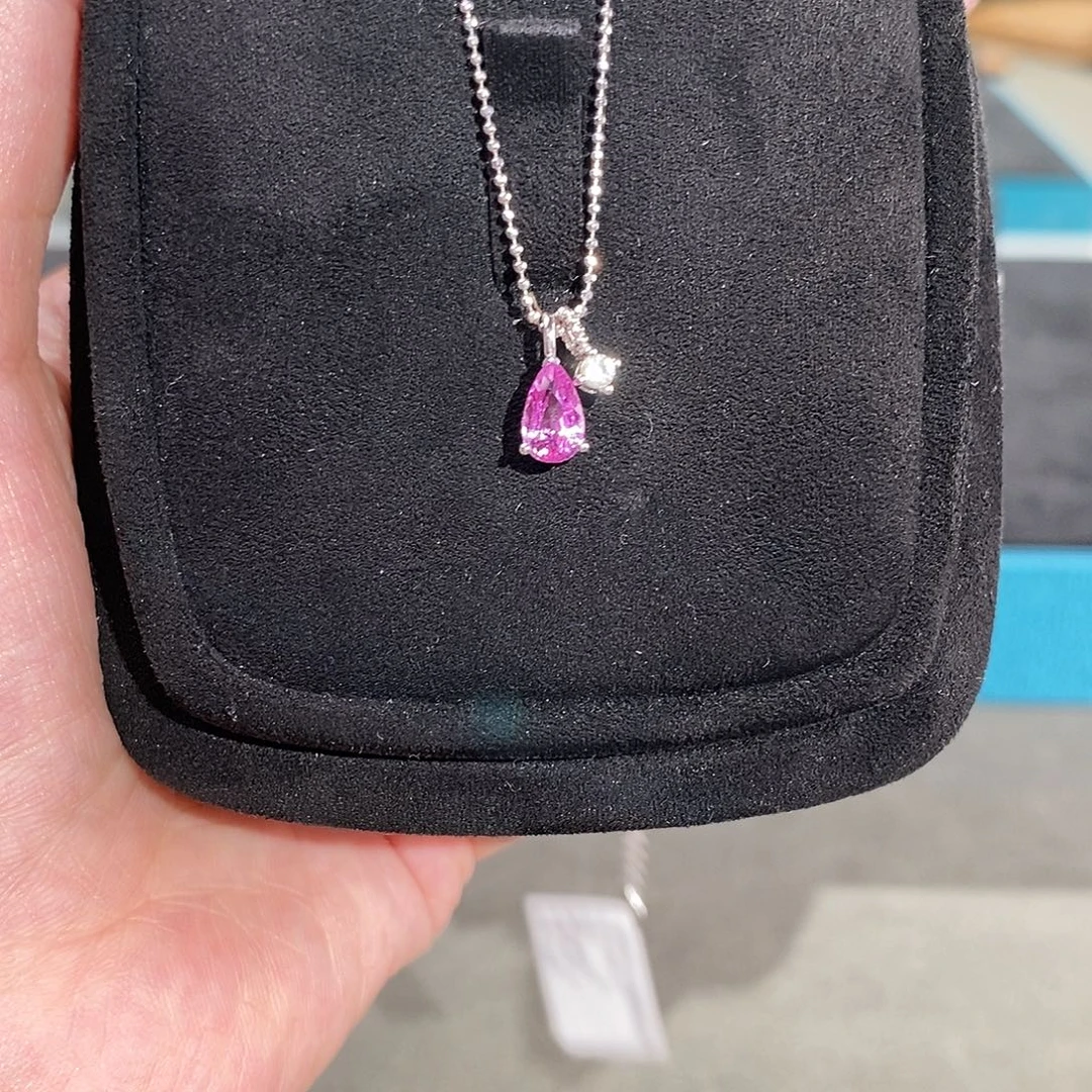 蓝宝石颈饰18K金镶嵌无烧帕帕拉恰1.034ct