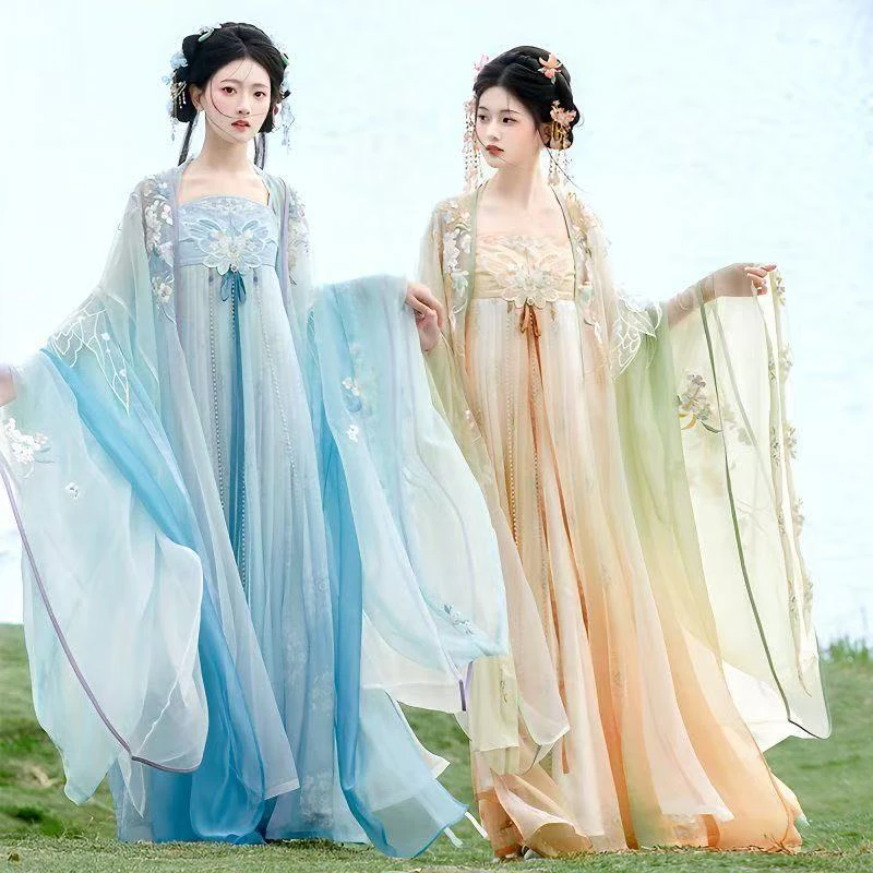 琼华仙羽直领对襟广袖衫齐胸褶裙披帛唐制汉服仙女