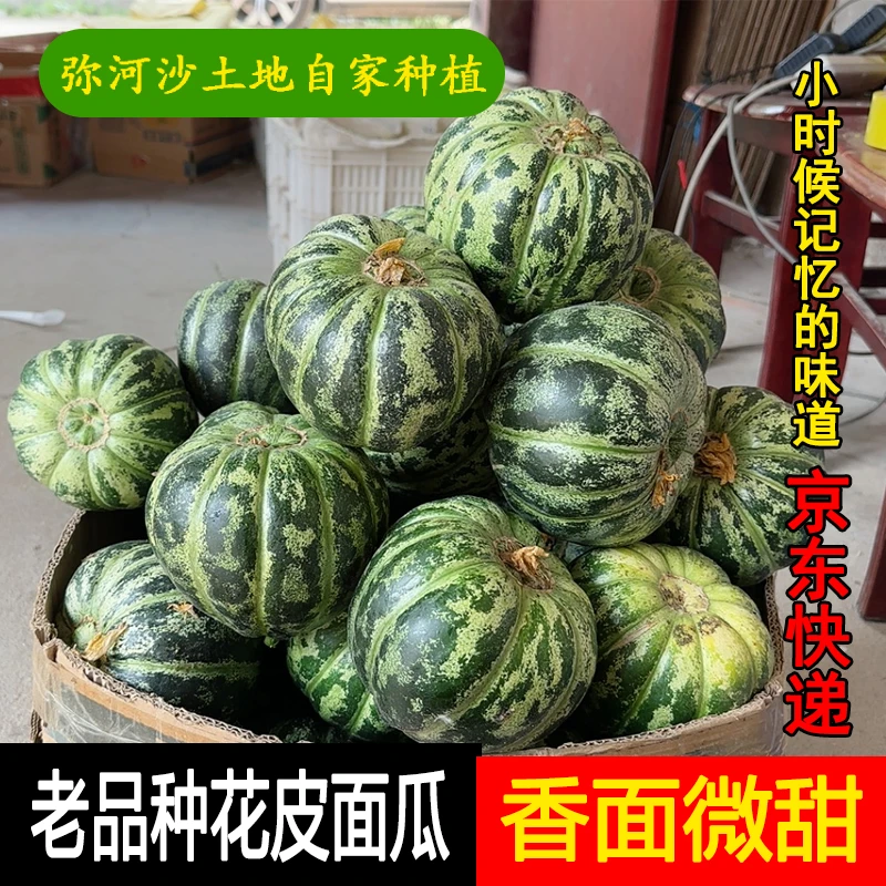 正宗山东老面瓜黄皮花皮面瓜香瓜黑皮面瓜微甜水果老年人面甜瓜