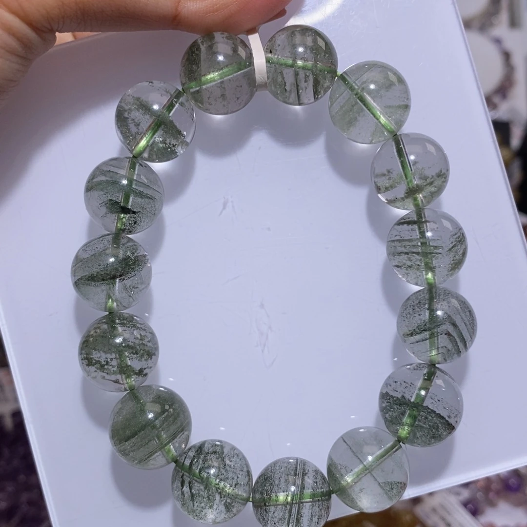 【闪购商品】水晶手链未镶嵌巴西绿幽灵14.7mm