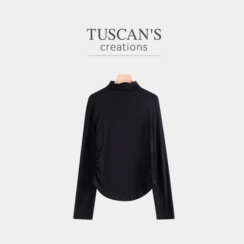 TUSCAN'S CREATIONS秋冬季长袖高领亲肤T恤女士修身气质时尚女