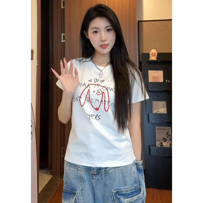 索罗娜美式正肩直筒短袖T恤女街头夏季情侣休闲百搭上衣潮牌ins