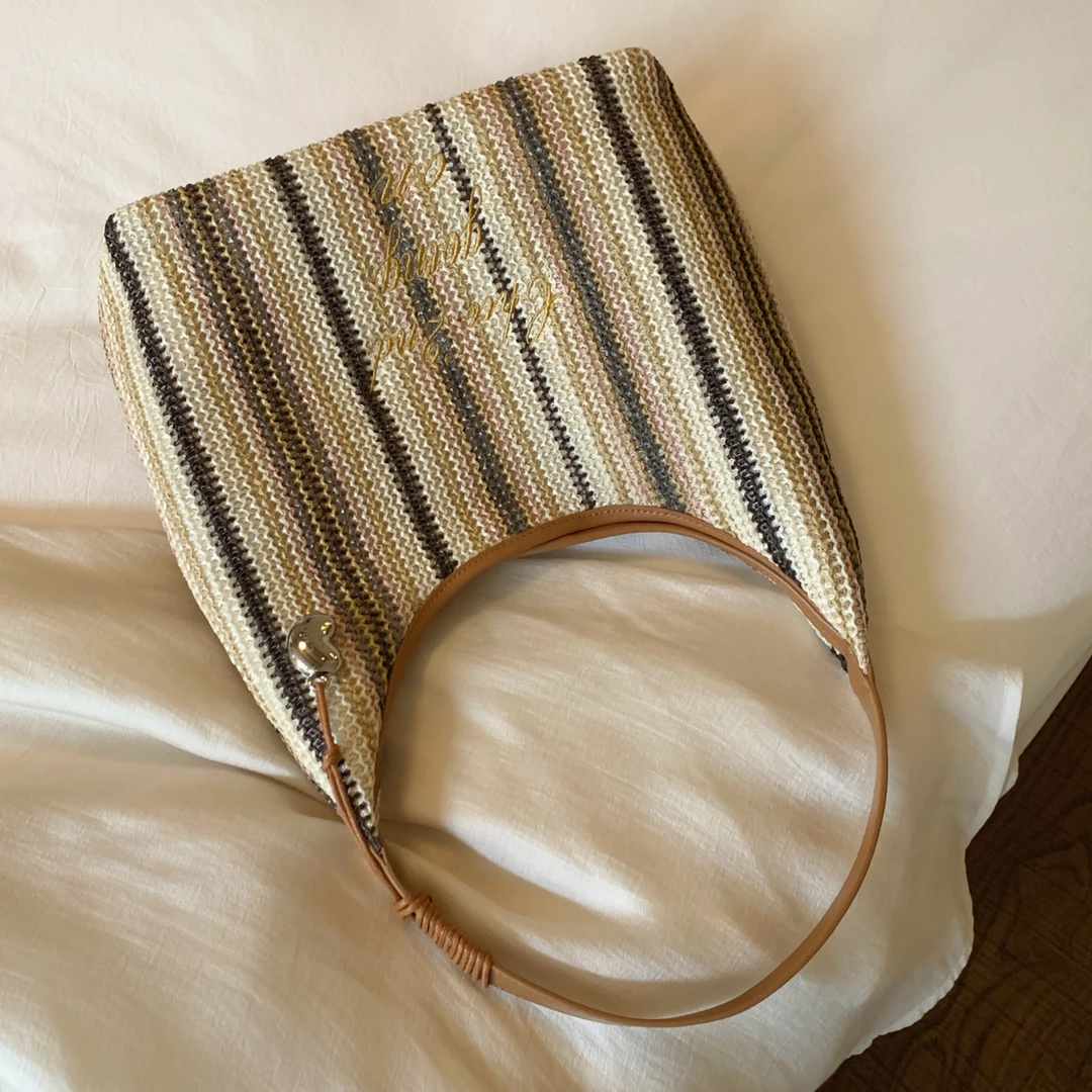 南风Chio2nd托特包包女2025复古条纹针织手提包单肩大包