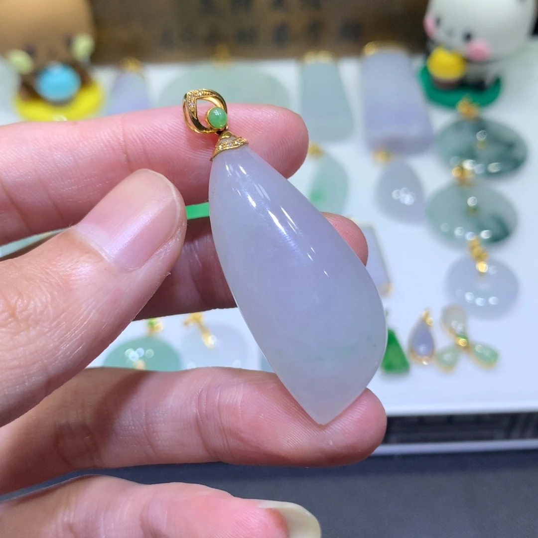 翡翠18K金镶嵌吊坠(不含链)