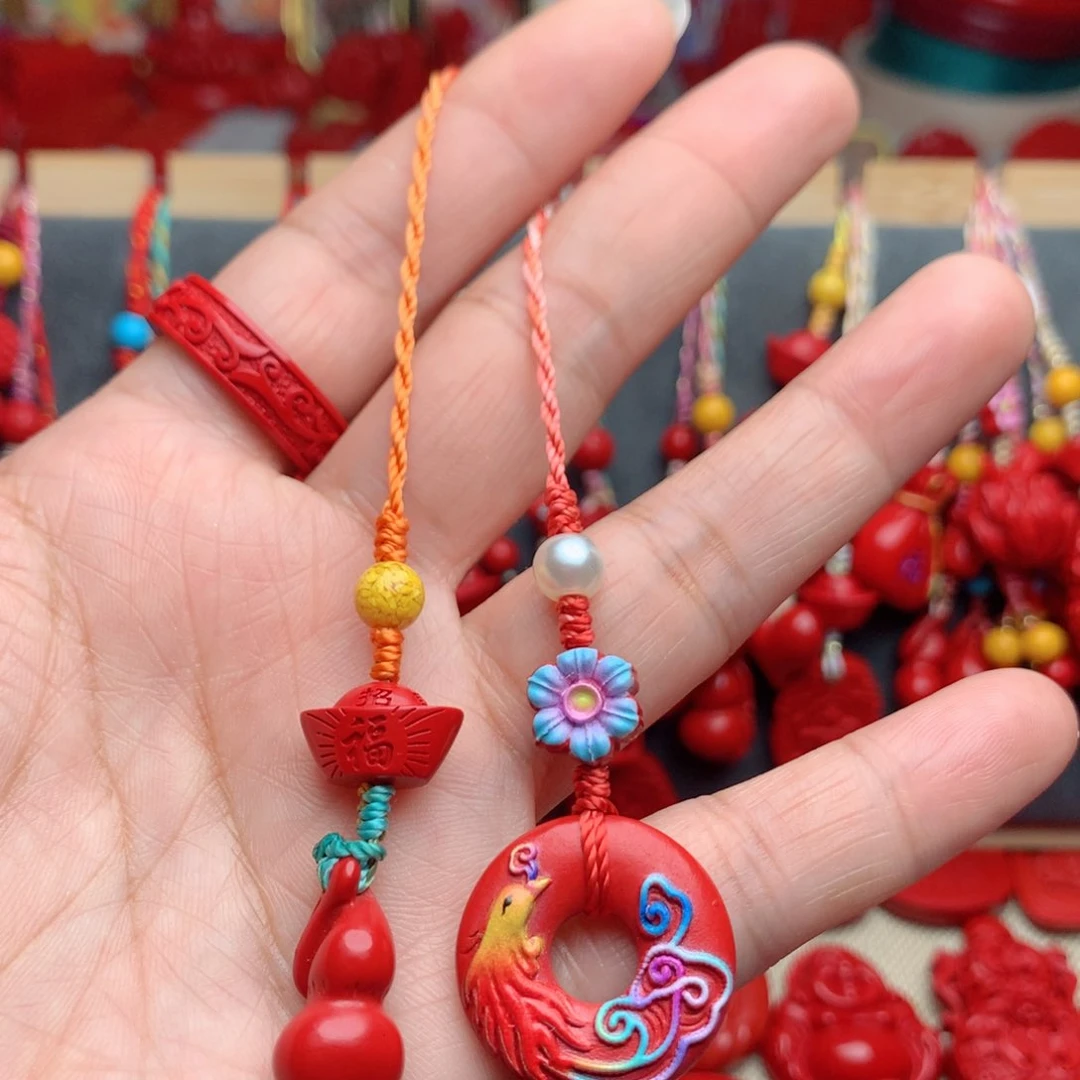 天然辰砂工艺品朱砂手机坠