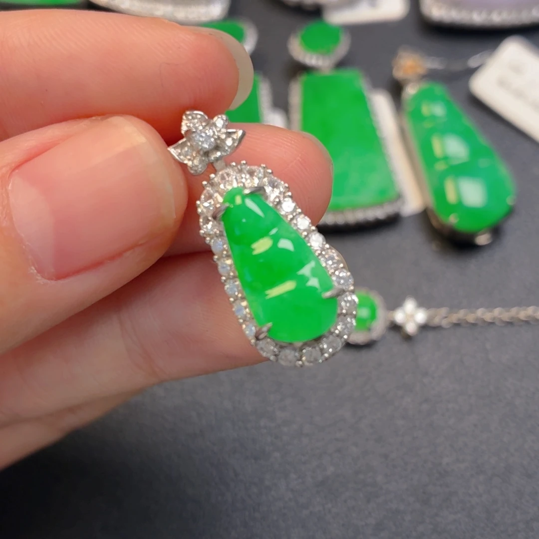 翡翠银S925镶嵌吊坠(不含链)