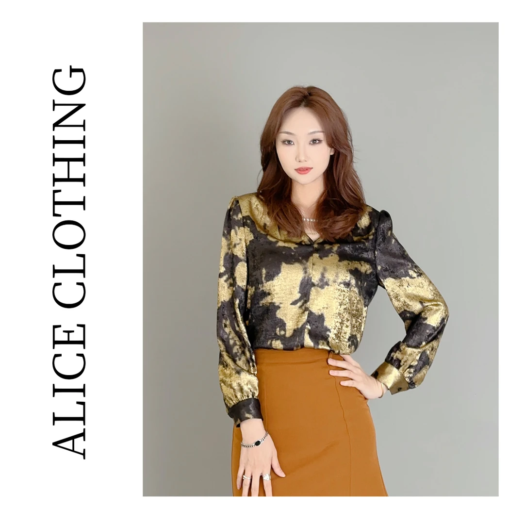 1 alicelulu “黑金名流”时尚衬衫 奢美珠链 雍容华贵 S2136483G