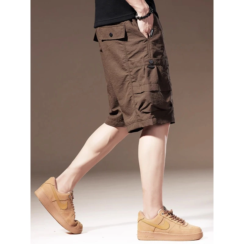 美式潮牌凉感透气工装短裤男夏季冰丝薄款宽松运动户外休闲五分裤