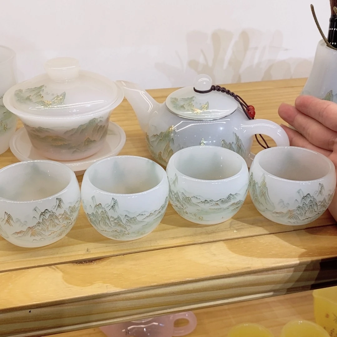 千里江山茶壶 盖碗 4客杯