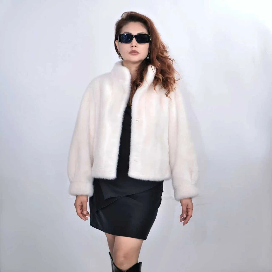 上新立领休闲软糯毛毛外套x55135