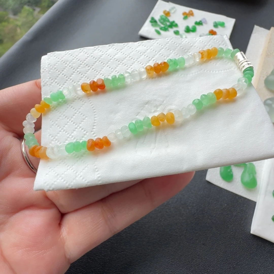 定制翡翠未镶嵌冰种三彩随行