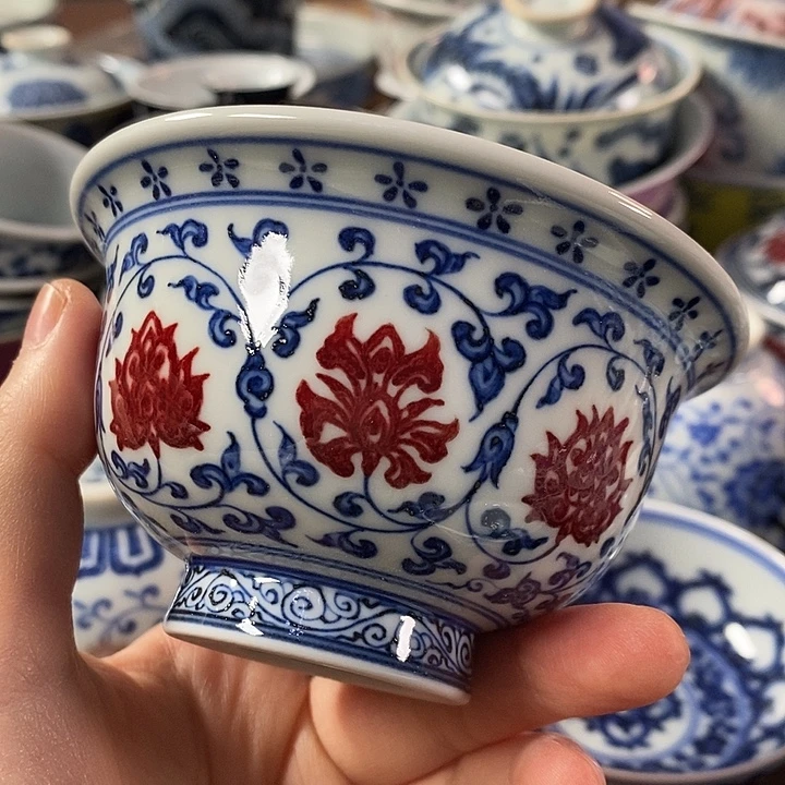 清***子手工手绘青花单杯