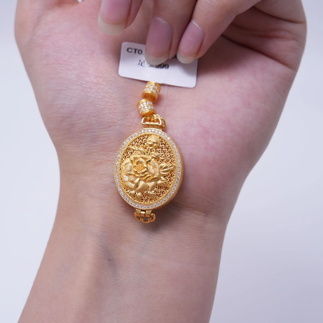 【金吊坠】点钻荷花牌黄金5G足金999百搭通勤【388/308】