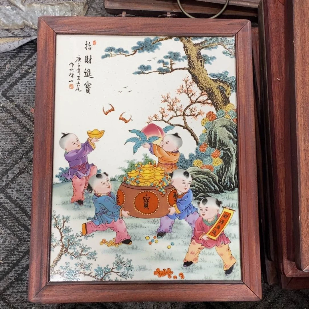 瓷片37*28 景德镇瓷板画柴窑烧制