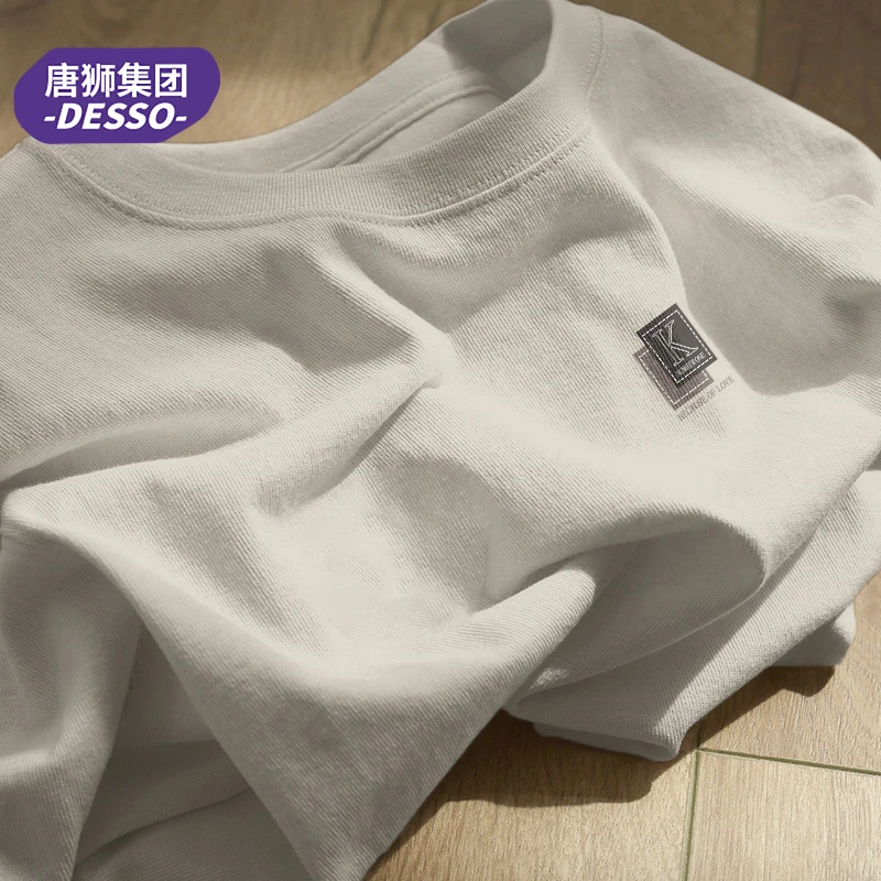 唐狮集团DESSO100%纯棉短袖男士2025新款秋季印花圆领百搭长袖T恤