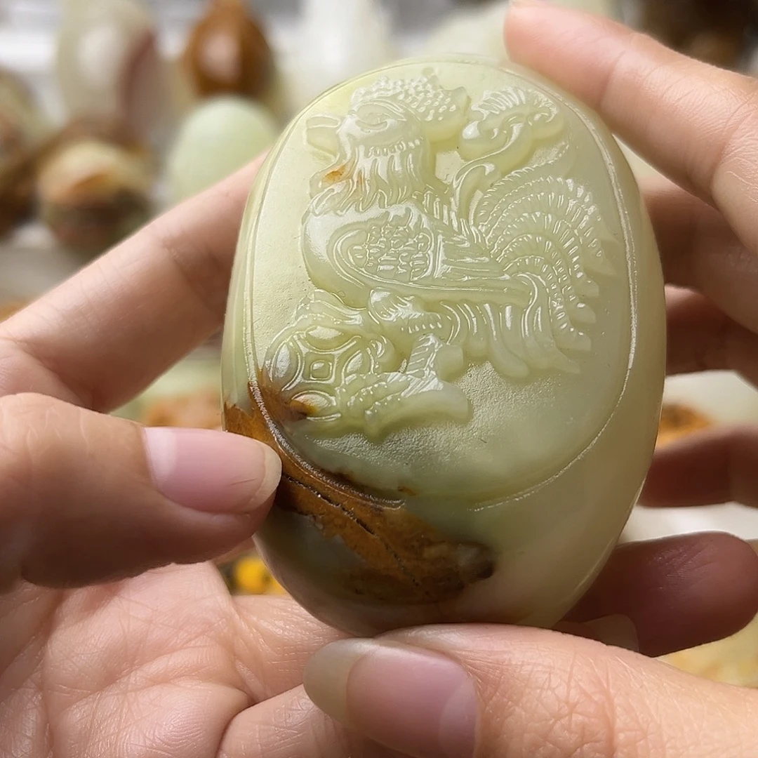 石材方解石手把摆件不退换鸡微瑕