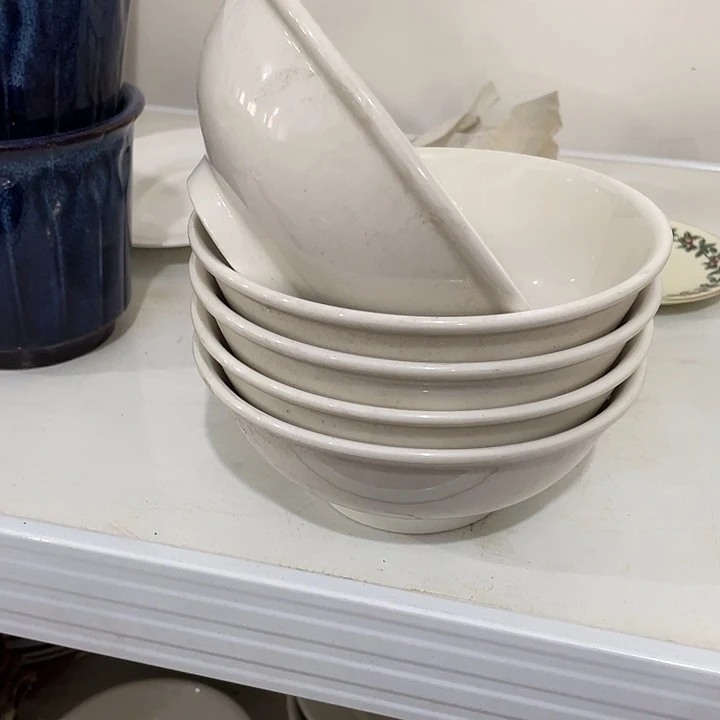 瓷片强化瓷高足碗6个 口径16厘米