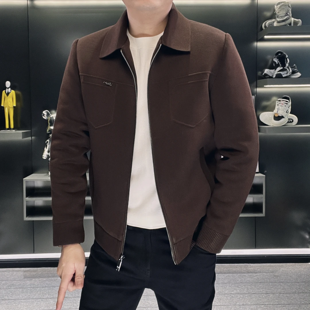 【针织夹克羽绒】2528男士超正版型拉链外套2025保暖冬0度左右欧货